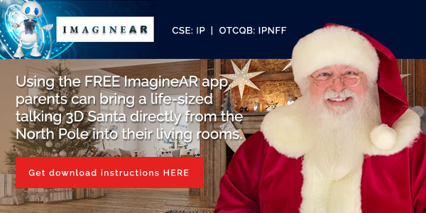 Using the ImagineAR app, parents can bring a life-sized talking 3D Santa directly from the North Pole into their living rooms