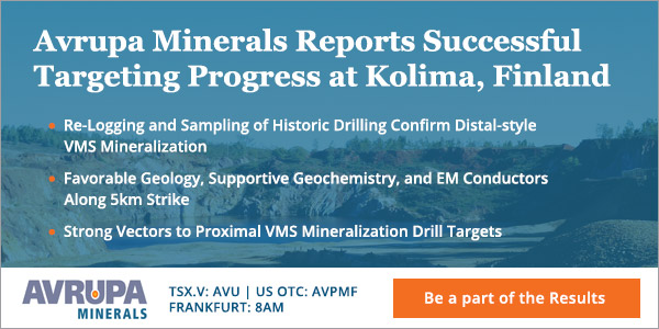 Avrupa Minerals Reports Successful Targeting Progress at Kolima, Finland