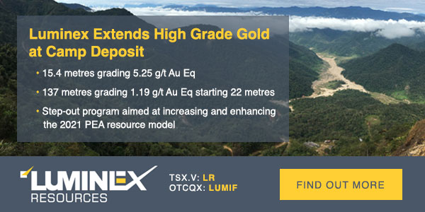 Luminex Extends High Grade Gold at Camp Deposit