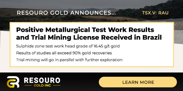 RESOURO GOLD Annouces Positive Metallurgical Test Work Results