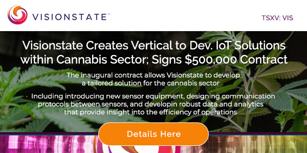 Visionstate Creates Vertical to Dev. IoT Solutions within Cannabis Sector; Signs $500,000 Contract