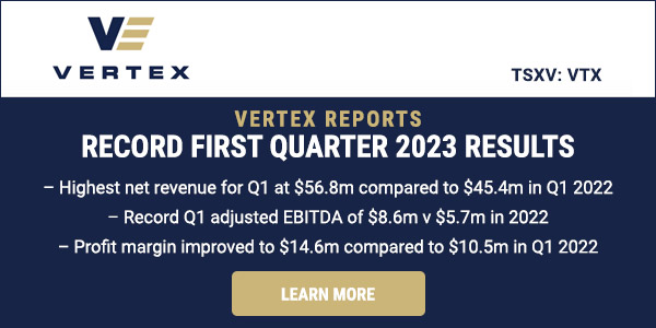 VERTEX REPORTS RECORD FIRST QUARTER 2023 RESULTS
